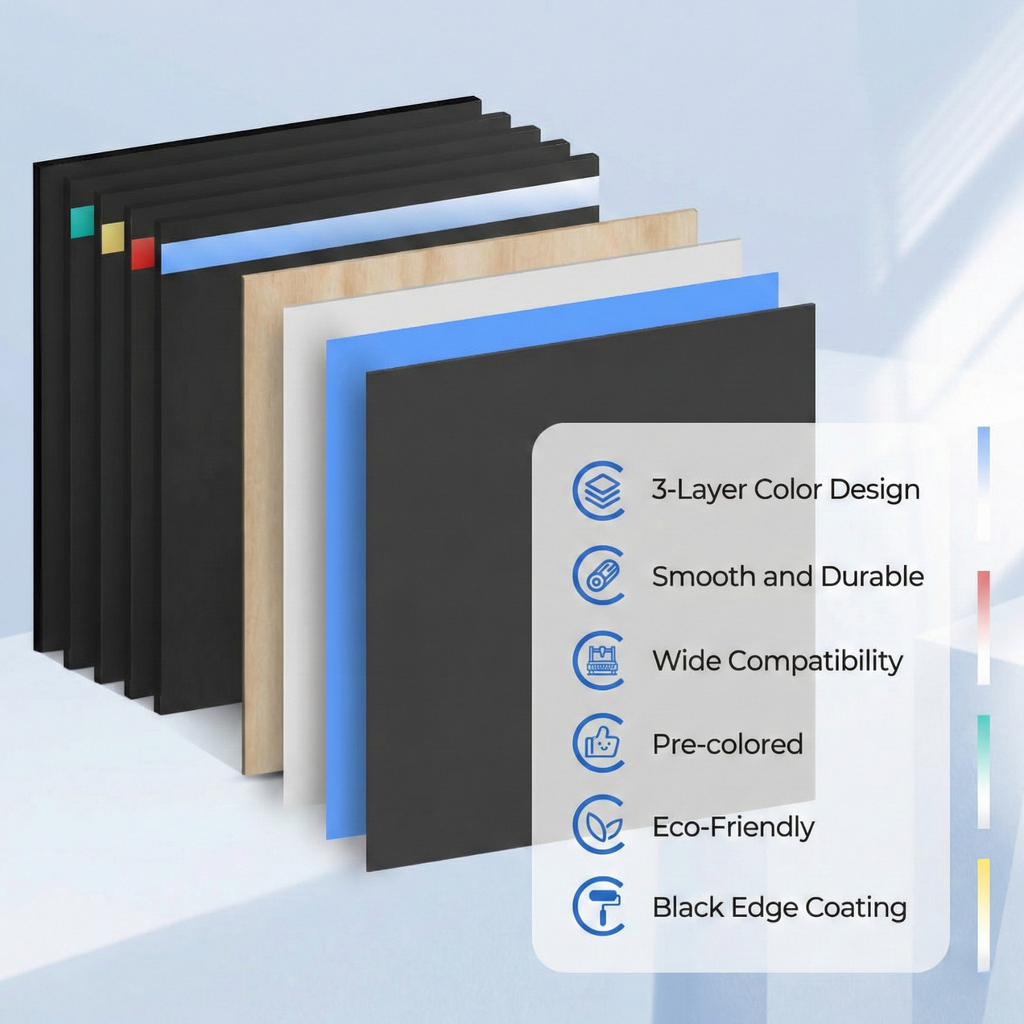 Creatorally 8pcs 3-Layer Colored Scratch Plywood – 30*30cm Laser Engraving Sheet