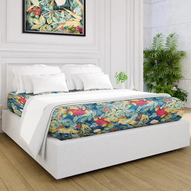 Quilted Tropical Print Bedspread