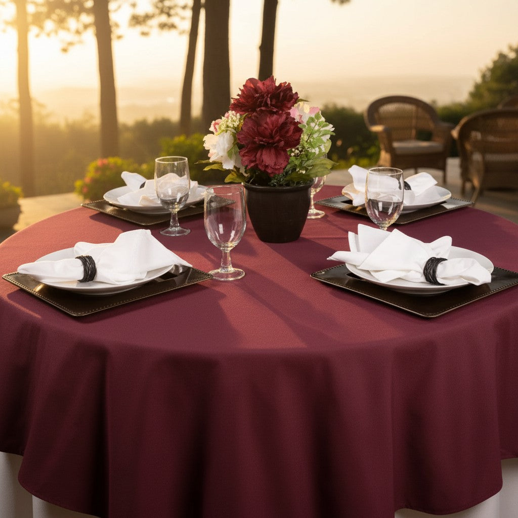 MJS 100% Spun Polyester 2 PLY Round Table Linens-3