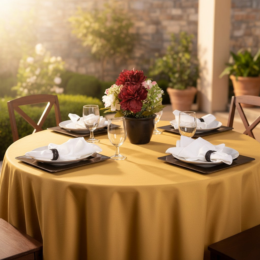 MJS 100% Spun Polyester 2 PLY Round Table Linens-5