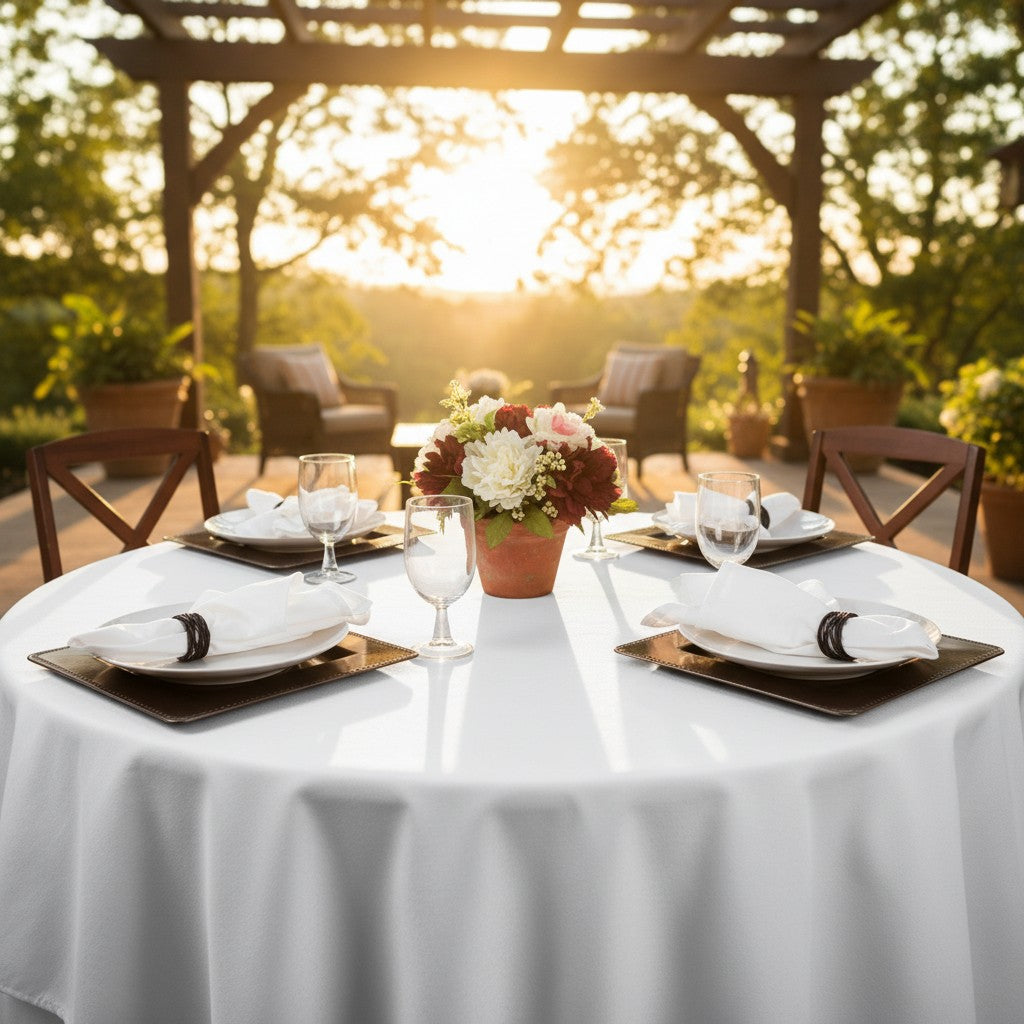 MJS 100% Spun Polyester 2 PLY Round Table Linens